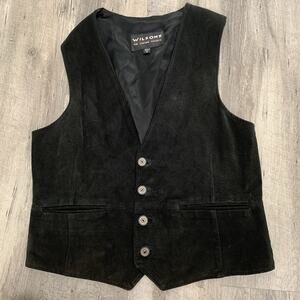 WILSONS The Leather Experts SUEDE Vest Men Medium Black Waistcoat Western Cowboy